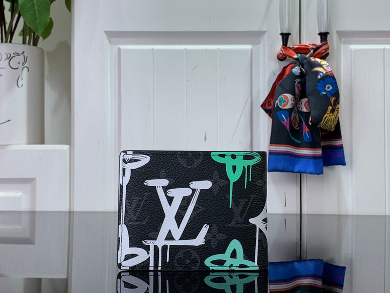 Louis Vuitton Multiple Wallet – Monogram Eclipse Graffiti White Mint Green