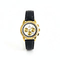 Omega Seamaster Chronograph – Yellow Gold White Dial Gold Sub-Dials Black Chapter Ring Red Script Leather Strap