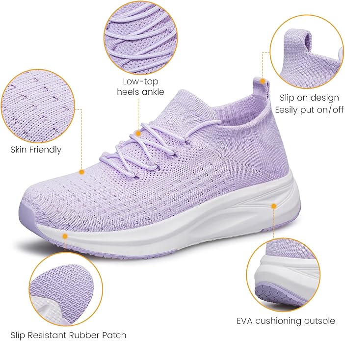 Women's Slip-On Walking Shoes – Comfort Sock Sneakers