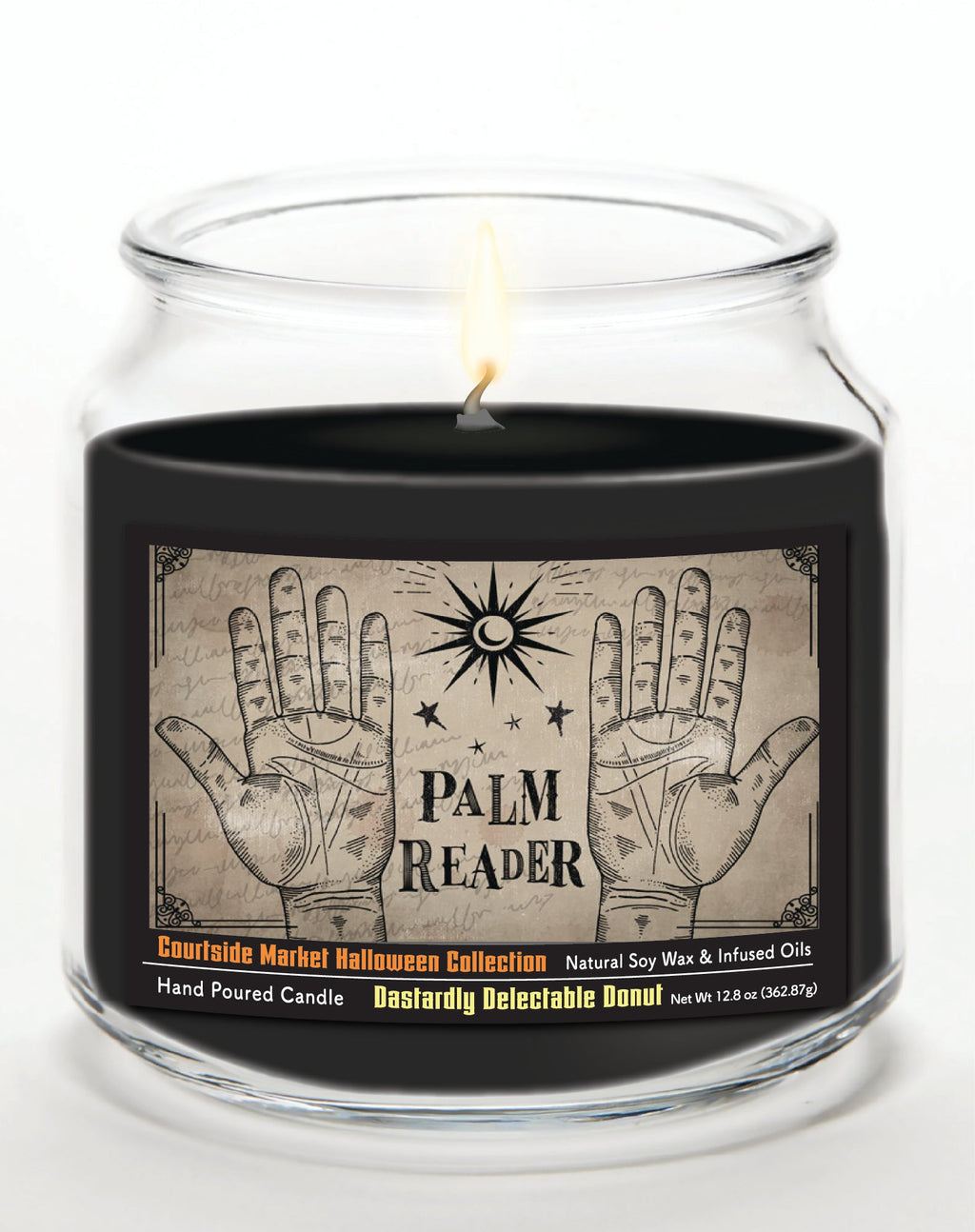 Palm Readed 12.8 Oz Candle Glass Jar with Brushed Silver Metal Lid