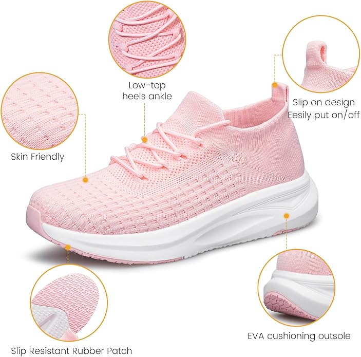 Women's Slip-On Comfort Walking Shoes – Lightweight Knit Sneakers