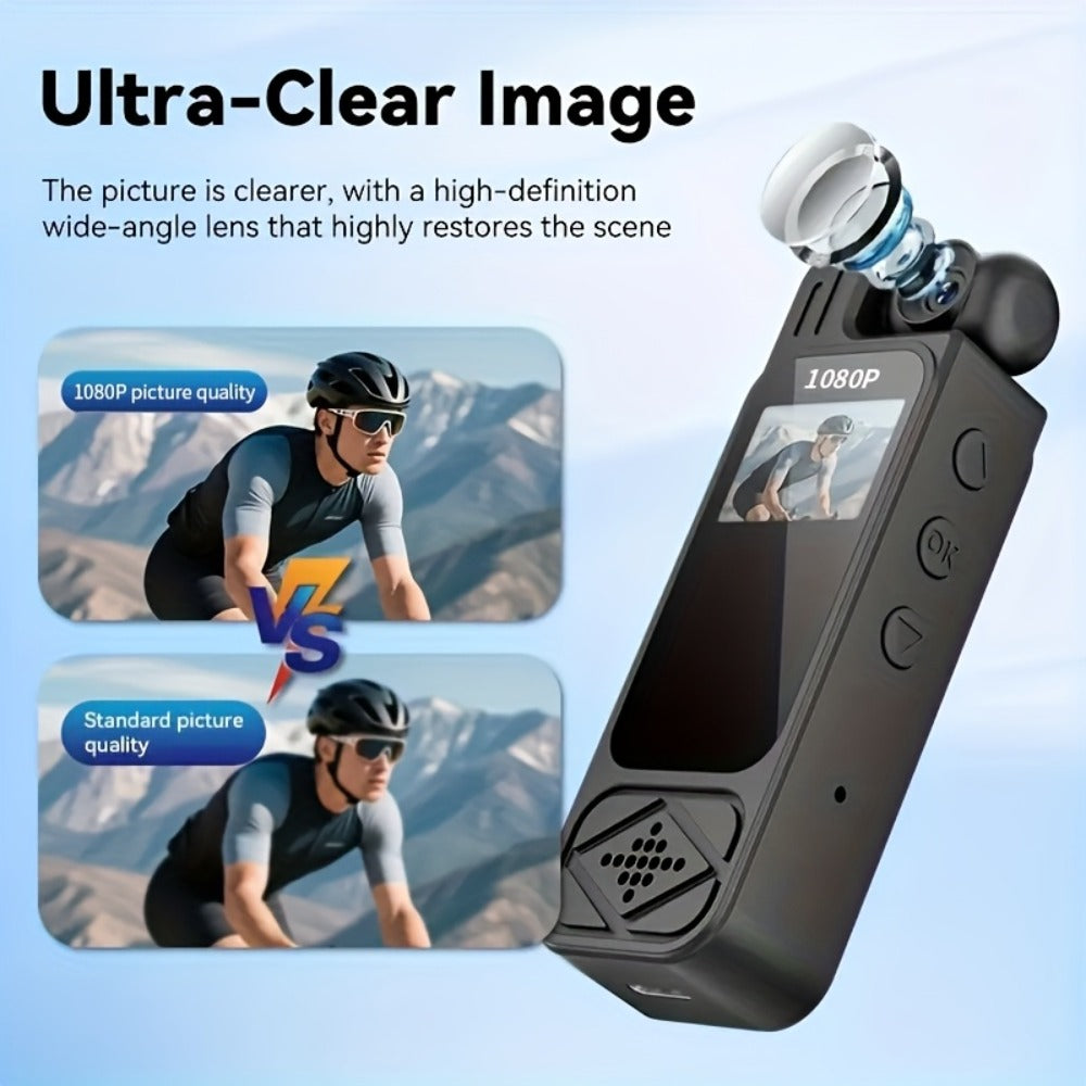 Body Camera, 1080P 180° Rotating Lens Portable Handheld Camcorder, Compact Video Recorder for Vlogging Travel Meetings Celebrations