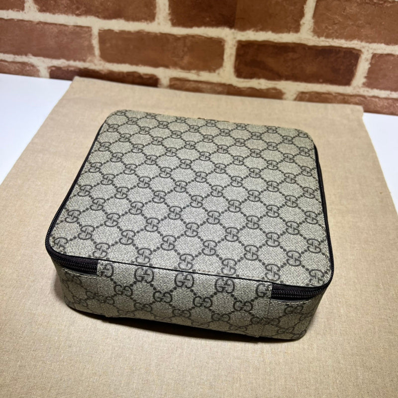 Gucci GG Supreme Jewellery Travel Case – Navy Blue Trim Double Zip
