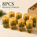 Beeswax Pillar Candles Hand Rolled with Honeycomb Texture – 100% Pure Beeswax, 12+ Hour Burn, Gift Box Set for Home Decor, Christmas, Dinner & Holiday Decorations