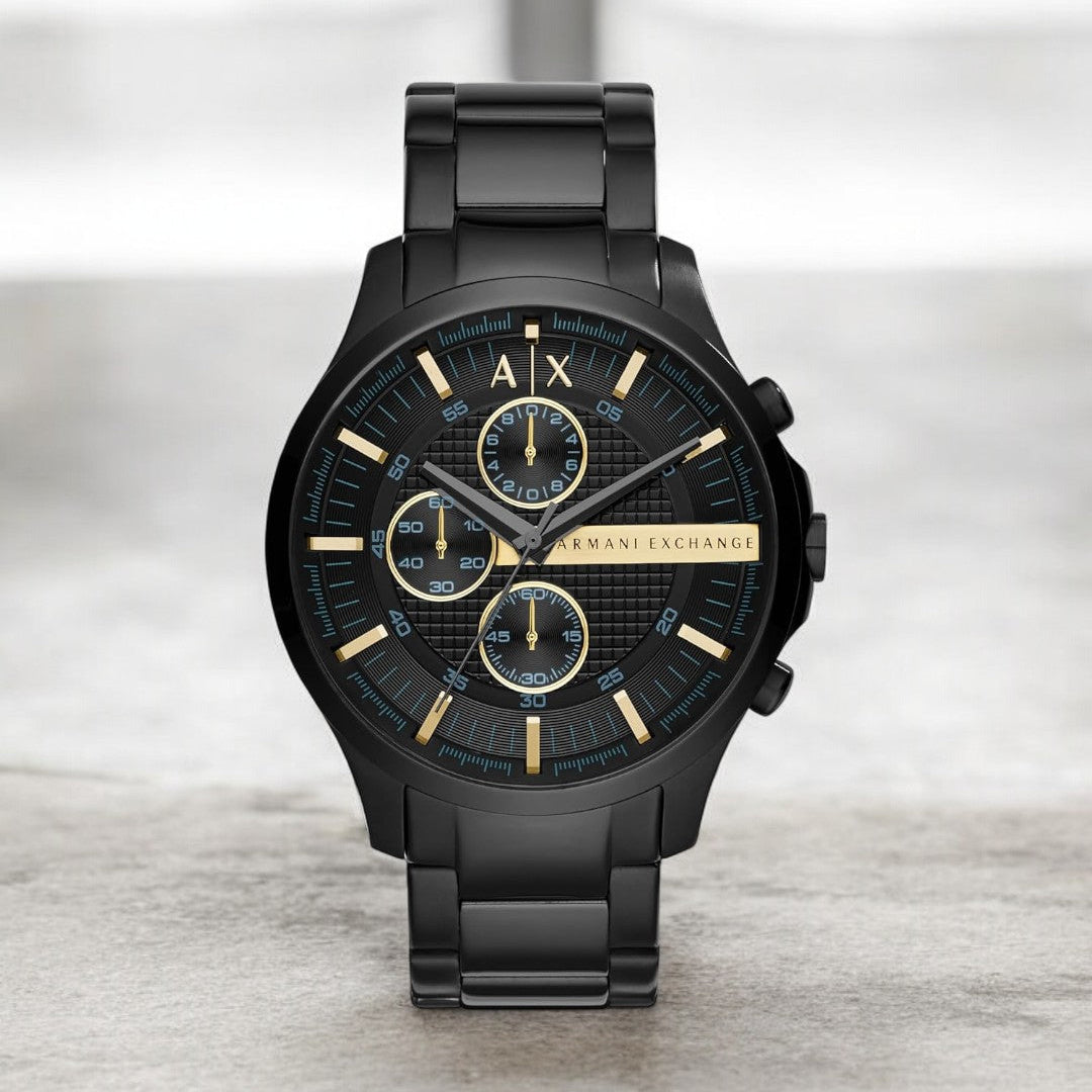 Armani Exchange Hampton AX2164 Herren-Chronograph – Schwarzes Zifferblatt mit schwarzem Edelstahlarmband