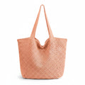Women's Blush Pink Open-Weave Crochet Tote Beach Bag