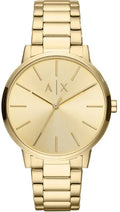 Armani Exchange Cayde AX2707 Herren-Analoguhr – Goldfarbenes Zifferblatt mit passendem Edelstahlarmband in Gold