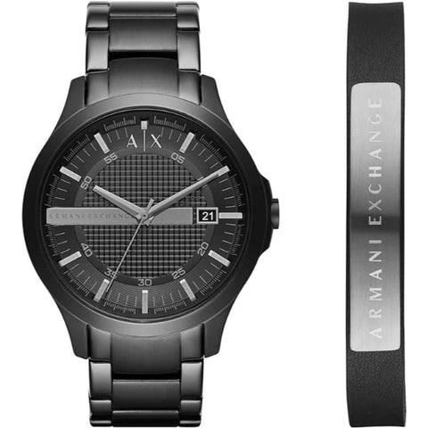 Armani Exchange Hampton AX7101 Herrenuhr – Schwarzes Zifferblatt mit schwarzem Edelstahlarmband