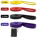 Four-Piece Mixed-Color Long Loop Resistance Band Set with Drawstring Bag and Pictured 5-125 lb Labels