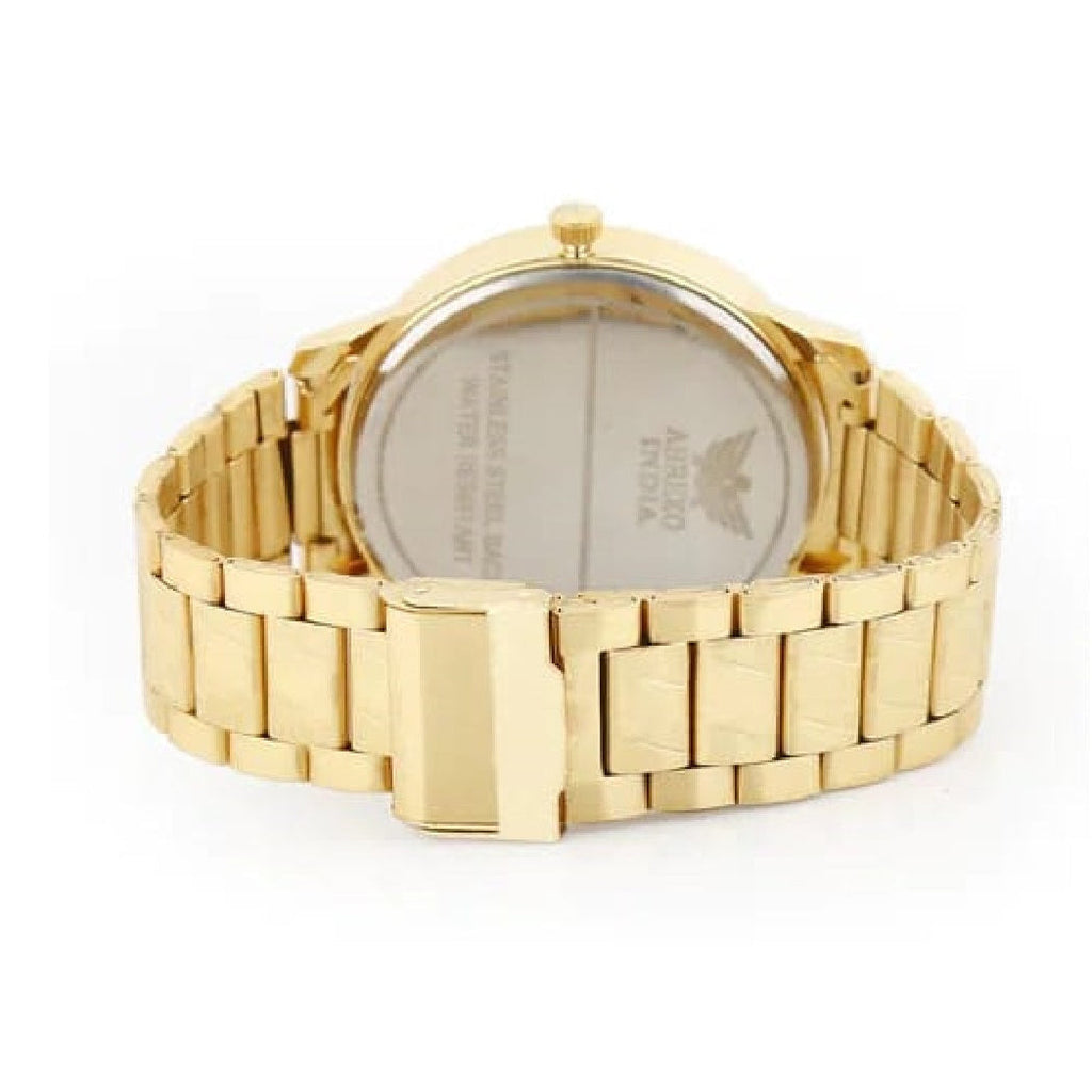 Armani Exchange Cayde AX2707 Herren-Analoguhr – Goldfarbenes Zifferblatt mit passendem Edelstahlarmband in Gold