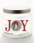 Christmas Joy 12.8 Oz Candle Glass Jar with Brushed Silver Metal Lid