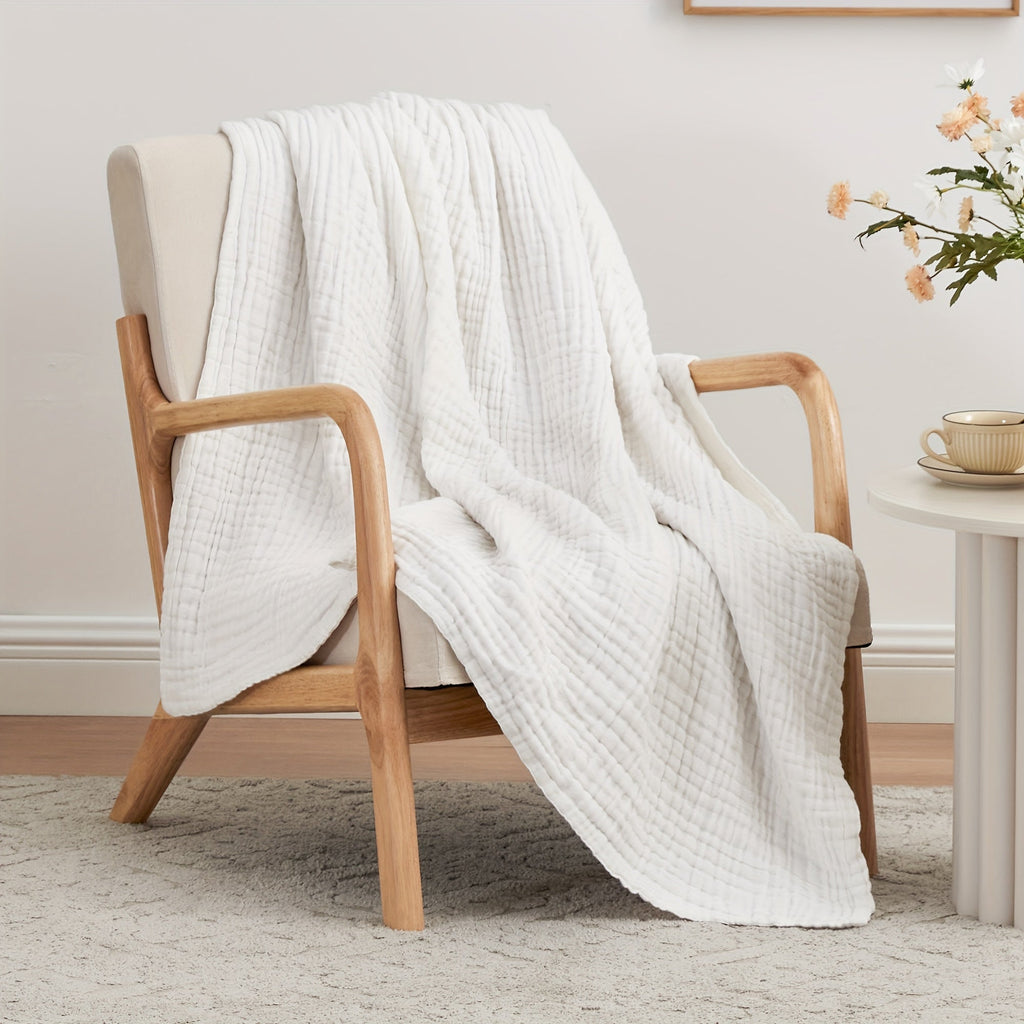 6-Layer Gauze Blanket 100% Muslin – Lightweight Breathable Cotton Throw for Couch & Bed, All Season Adult Blanket, 4 Colors