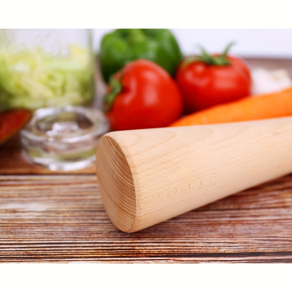 Wooden Sauerkraut Pounder for Mason Jars - 11.6 Inch Solid Wood Fermentation Tamper Kraut Pounder Pestle for Vegetable Fermentation