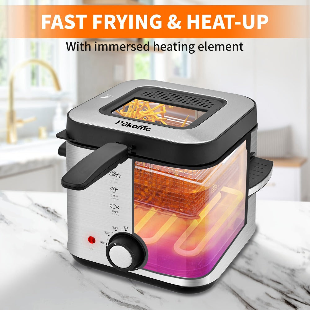 Deep Fryer, Electric 1500W Non-Stick Detachable Basket Adjustable Temperature Control for Home Cooking, Dining and Outdoor Meals