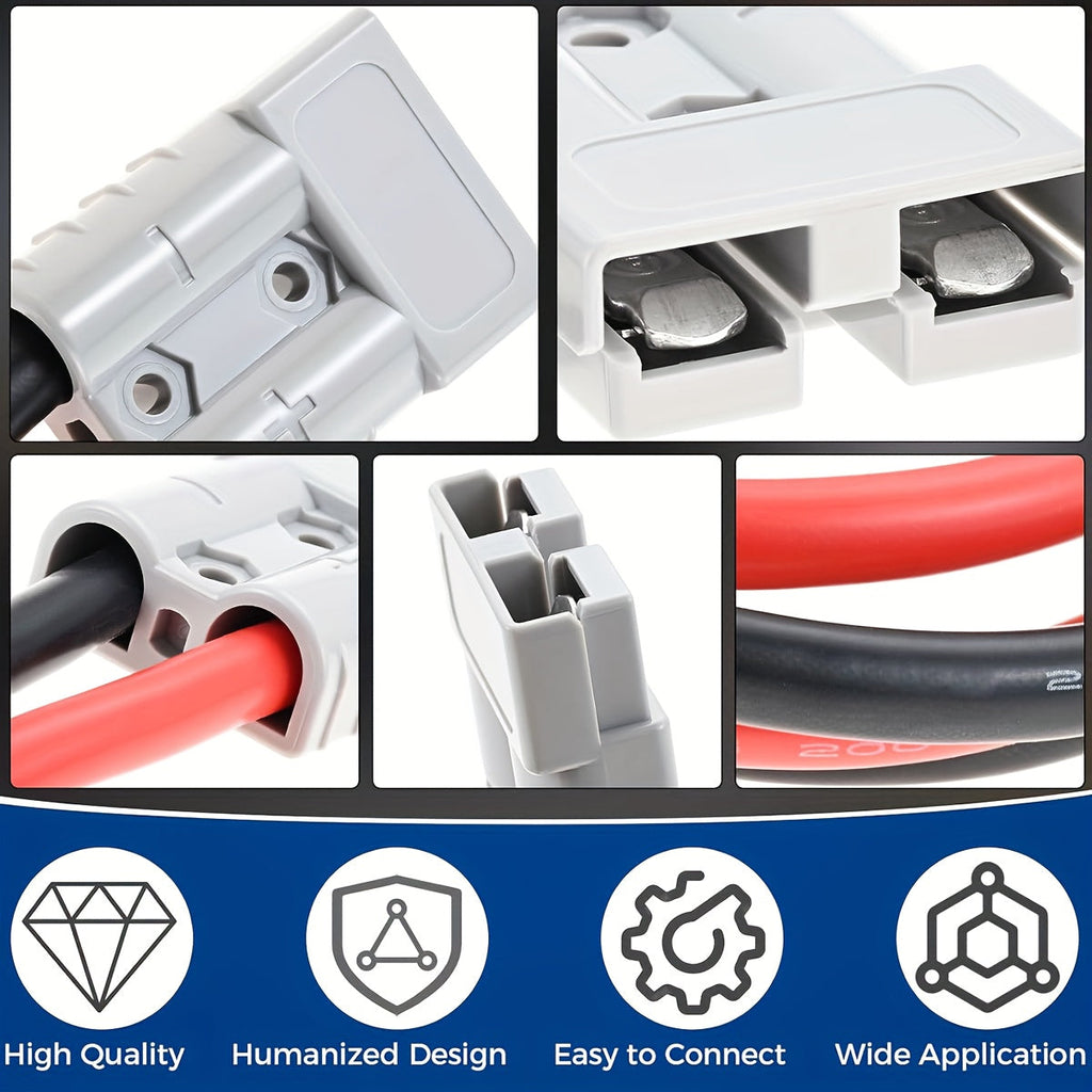SB50 Anderson Connector Plug with 10FT Wire - Double SB50 Battery Harness Cable for RV, Winch, Trailer, Golf Cart & Electric Vehicle Quick Connect