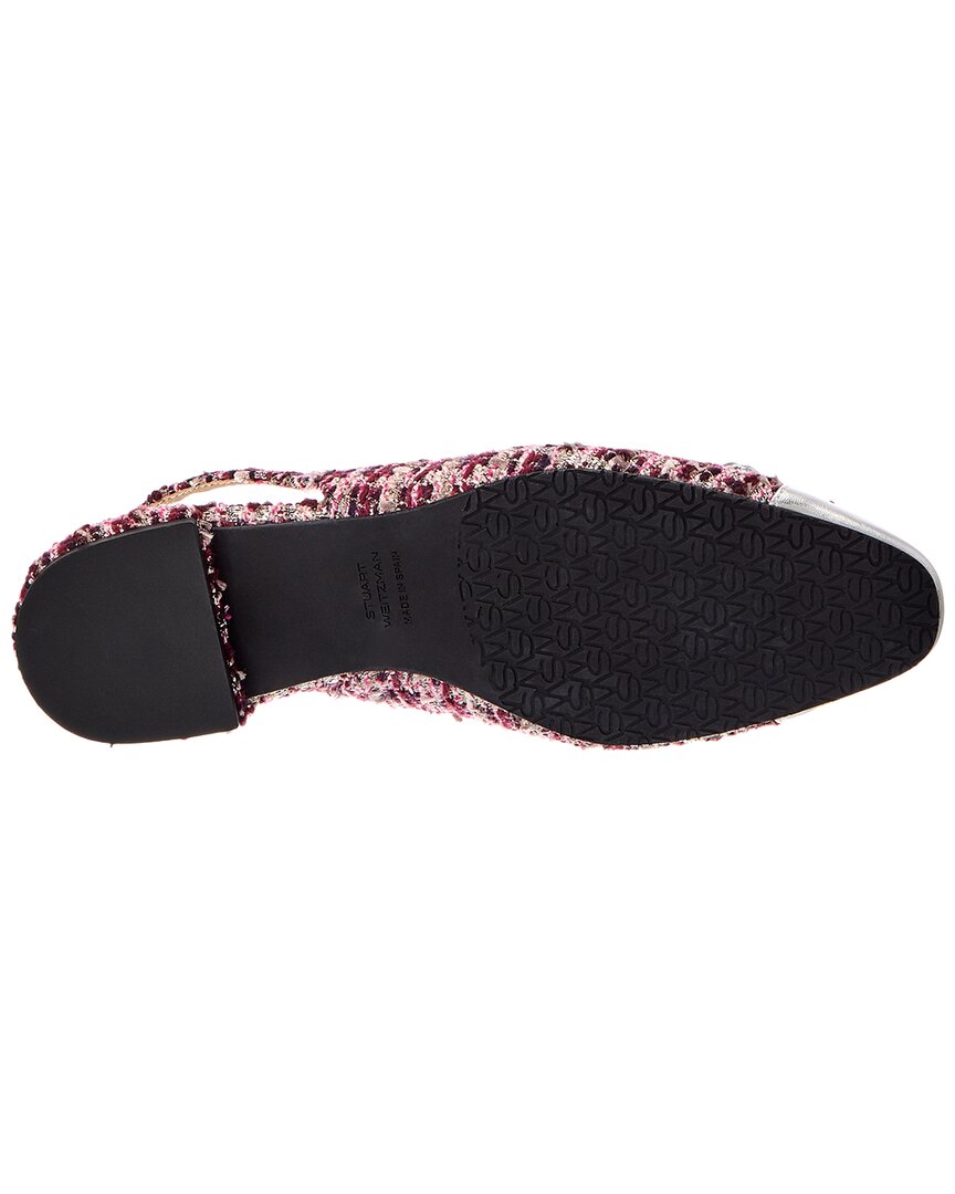 Stuart Weitzman Sleek Bow Tweed Slingback Flat