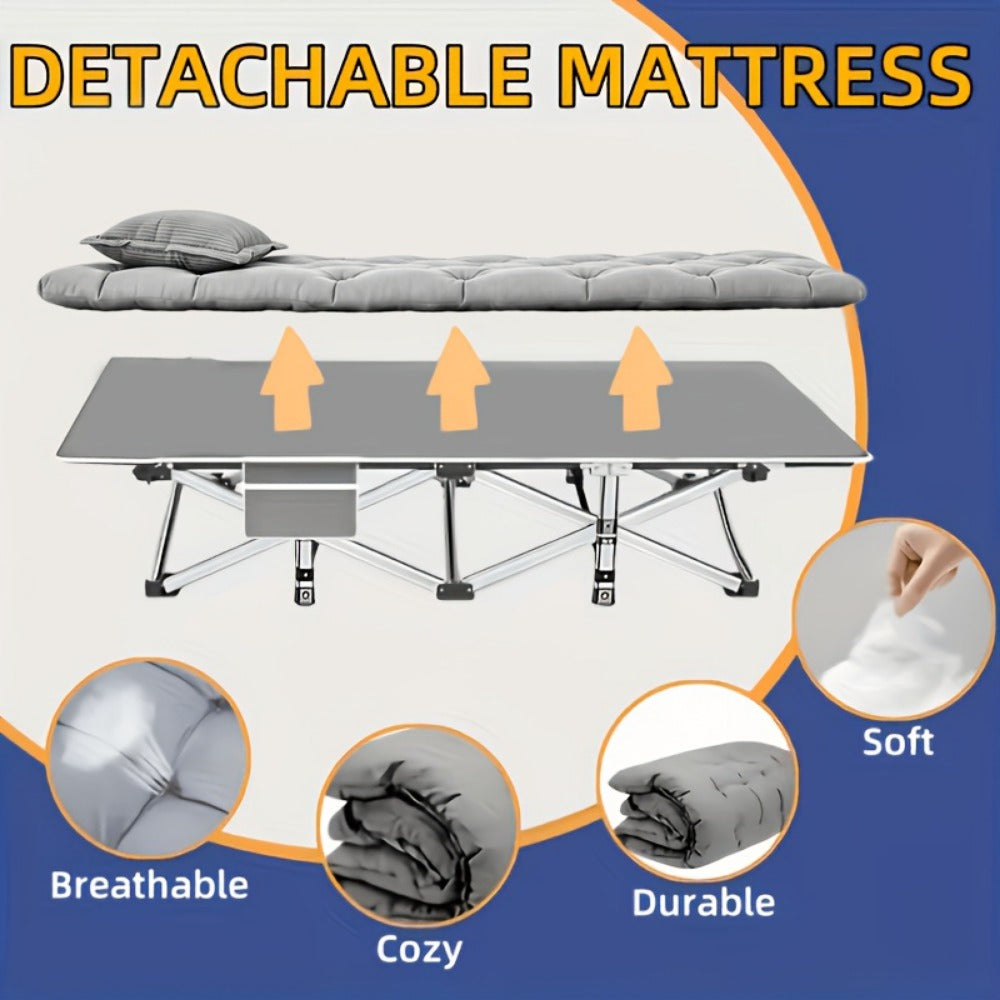 75-Inch Oversized Folding Bed with Tool-Free Assembly for Bedroom Comfort and Support