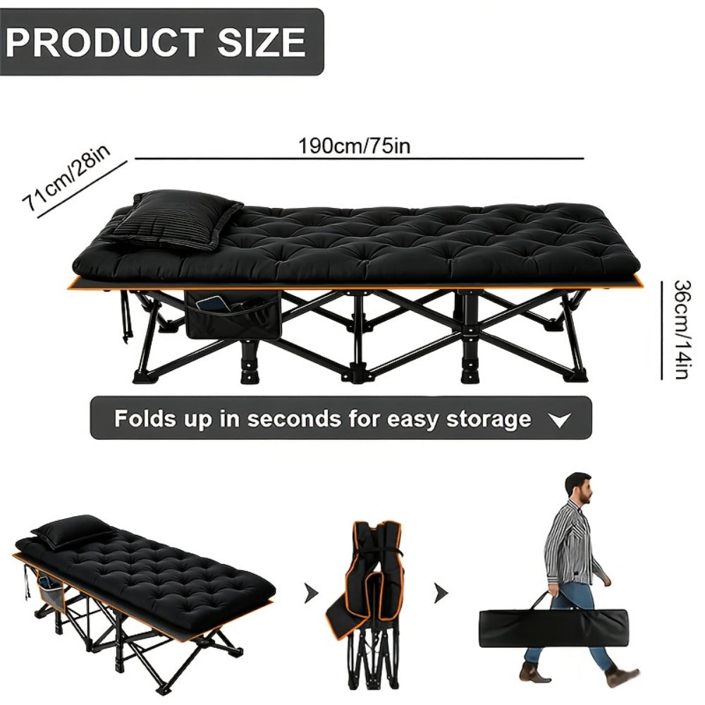 75-Inch Oversized Folding Bed with Tool-Free Assembly for Bedroom Comfort and Support