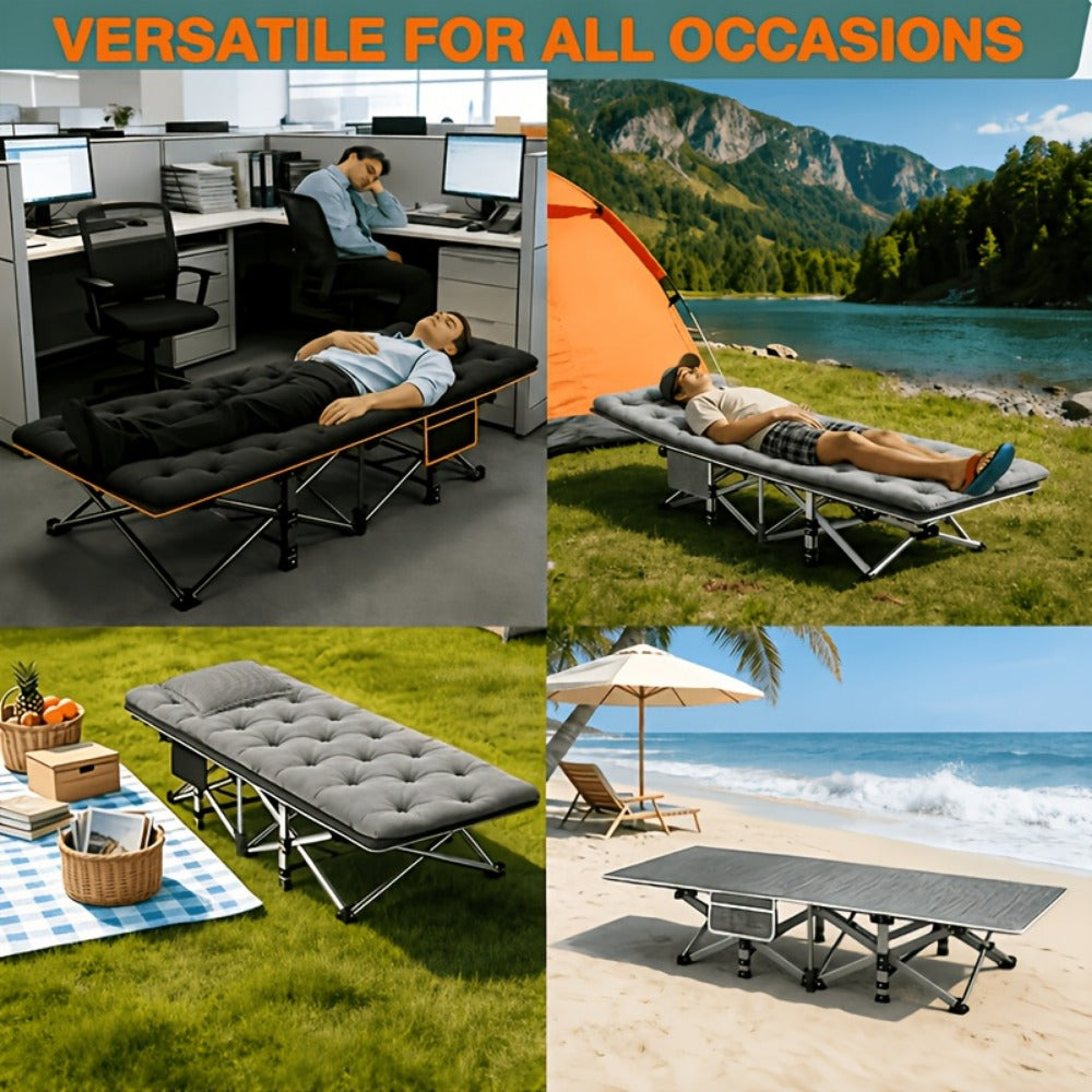 75-Inch Oversized Folding Bed with Tool-Free Assembly for Bedroom Comfort and Support