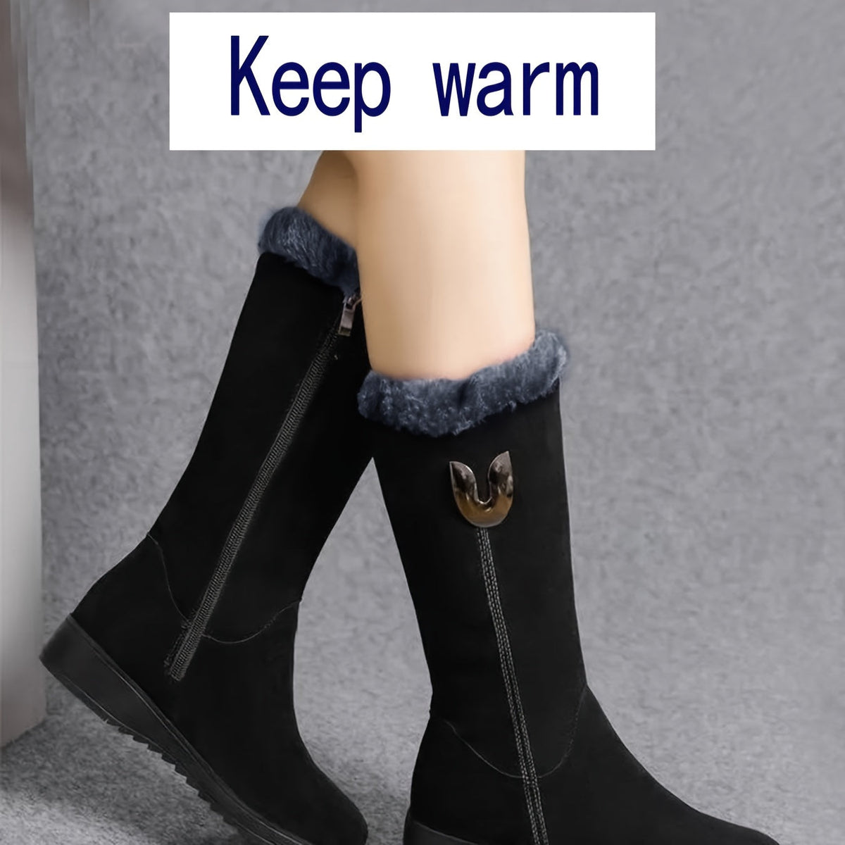 Annalise | Wadenhohe Stiefel mit Fellbesatz