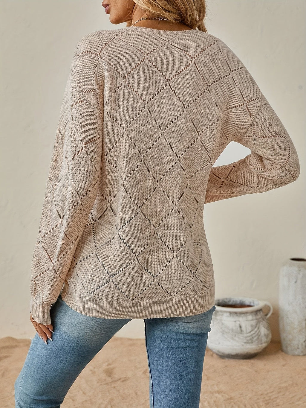 Bernice | Durchbrochener V-Ausschnitt-Pullover