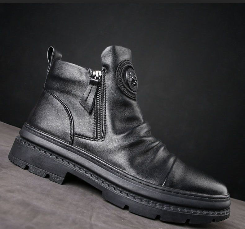 Lässige Herren-Reißverschluss-Martin-Boots im koreanischen Streetwear-Stil
