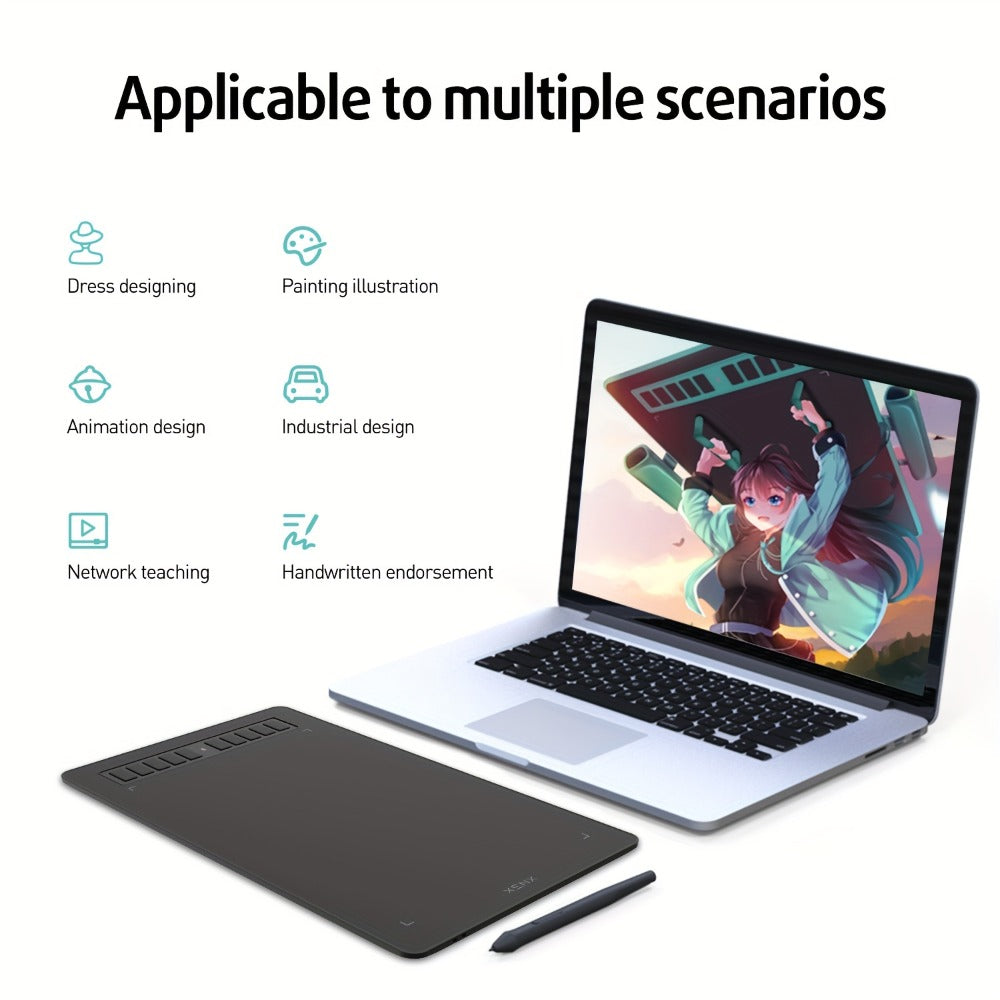 Graphics Drawing Tablet, XENX 10 x 6.22 Inch, 8192 Pressure Sensitivity Battery-Free Passive Stylus
