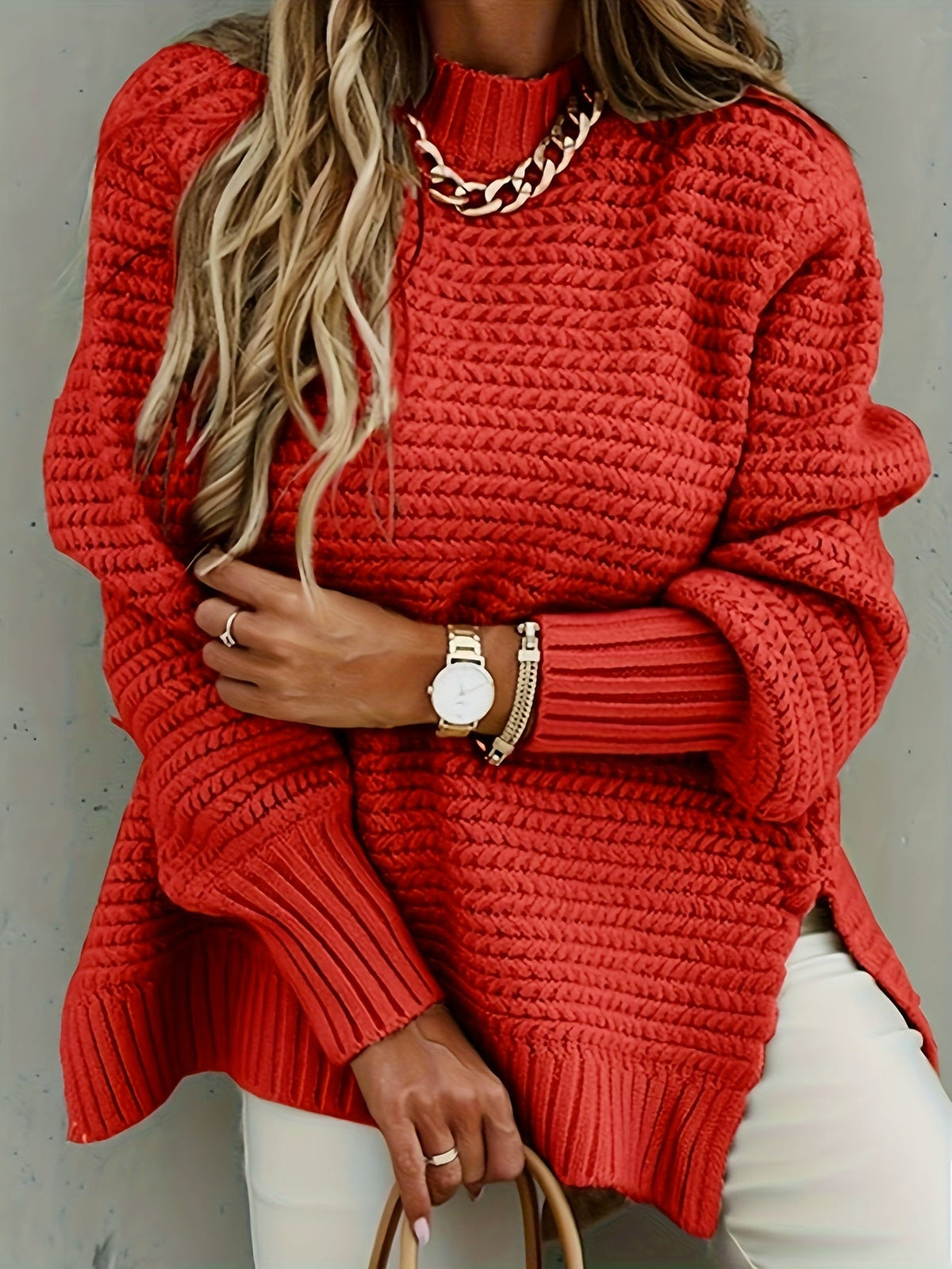 Faye | Strukturierter Pullover mit hohem Kragen