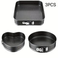 Removable Bottom Cake Pan Set, Nonstick Carbon Steel Round & Heart Shaped Springform Baking Pans