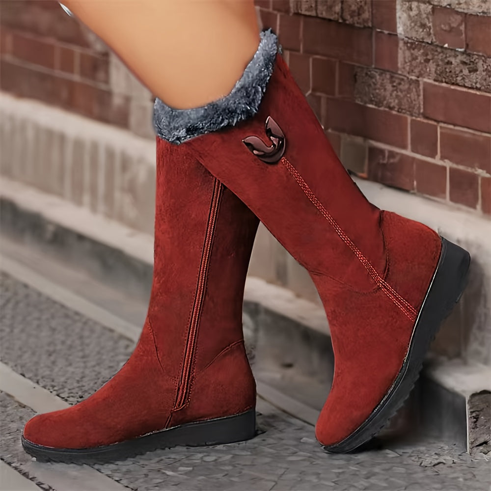 Annalise | Wadenhohe Stiefel mit Fellbesatz