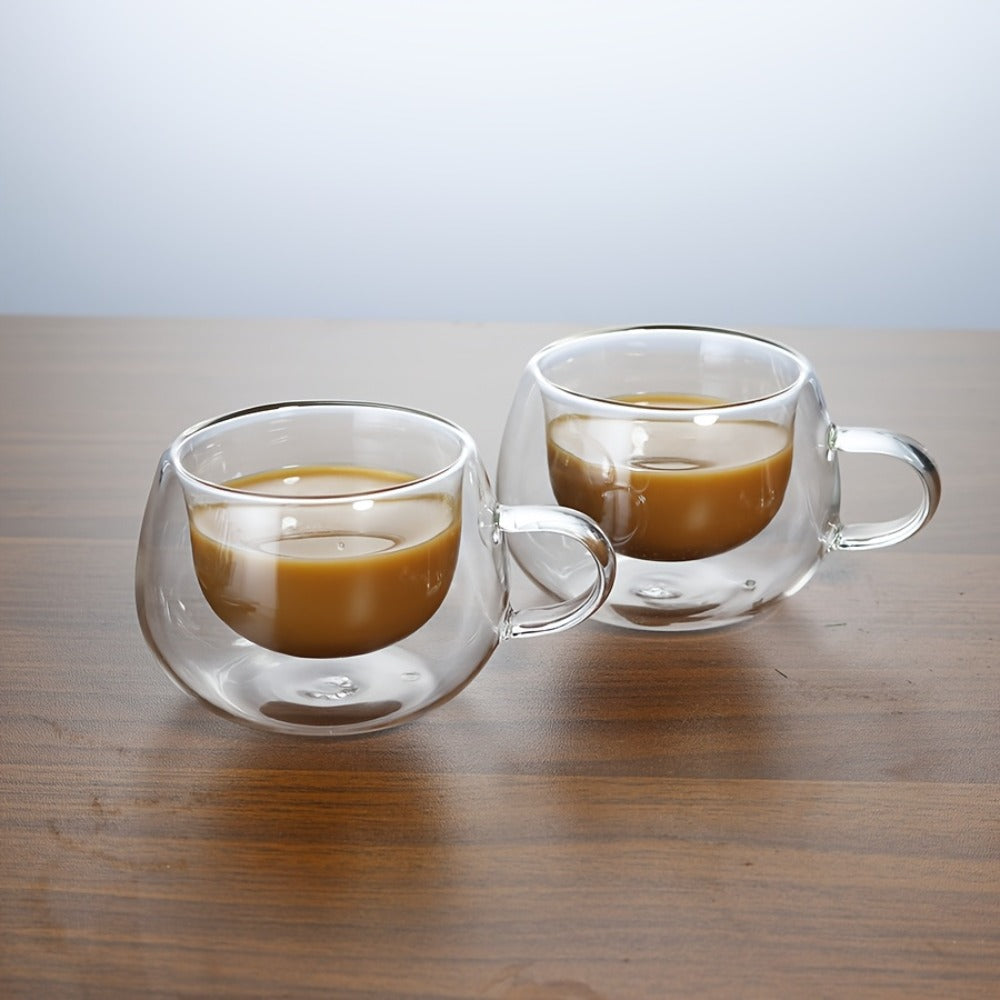 Glass Coffee Cups with Handle Insulated Transparent Borosilicate Espresso for Entryways and Bedrooms and Living Spaces