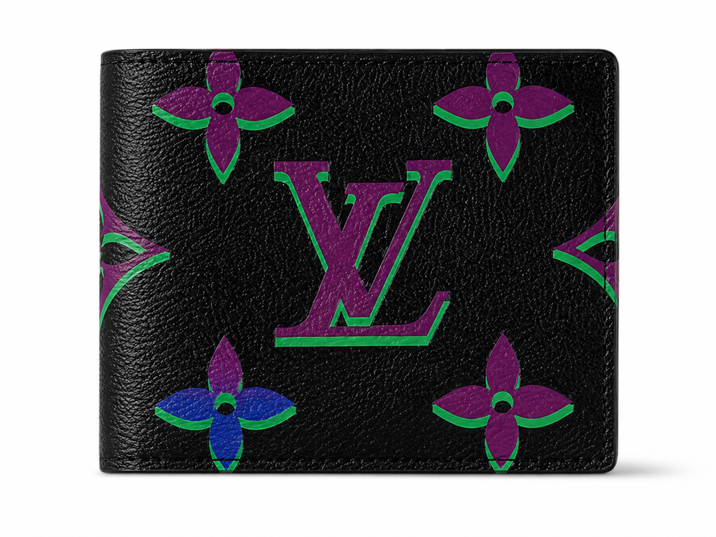 Louis Vuitton Multiple Wallet – Monogram Giant Wild at Heart Black Purple Green