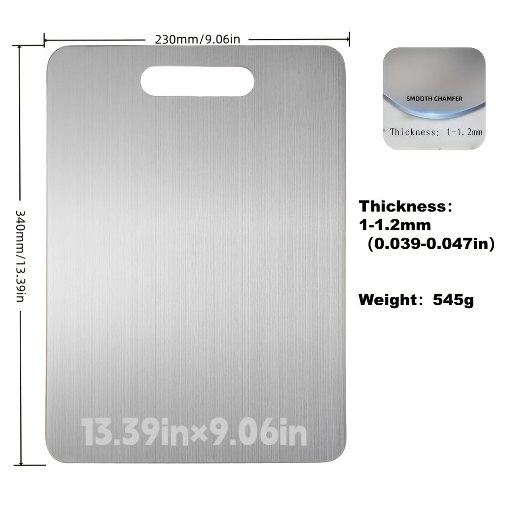 13.39 x 9.06-Inch 304 Stainless-Steel-Labeled Cutting Board with Handle in One- or Two-Piece Packs