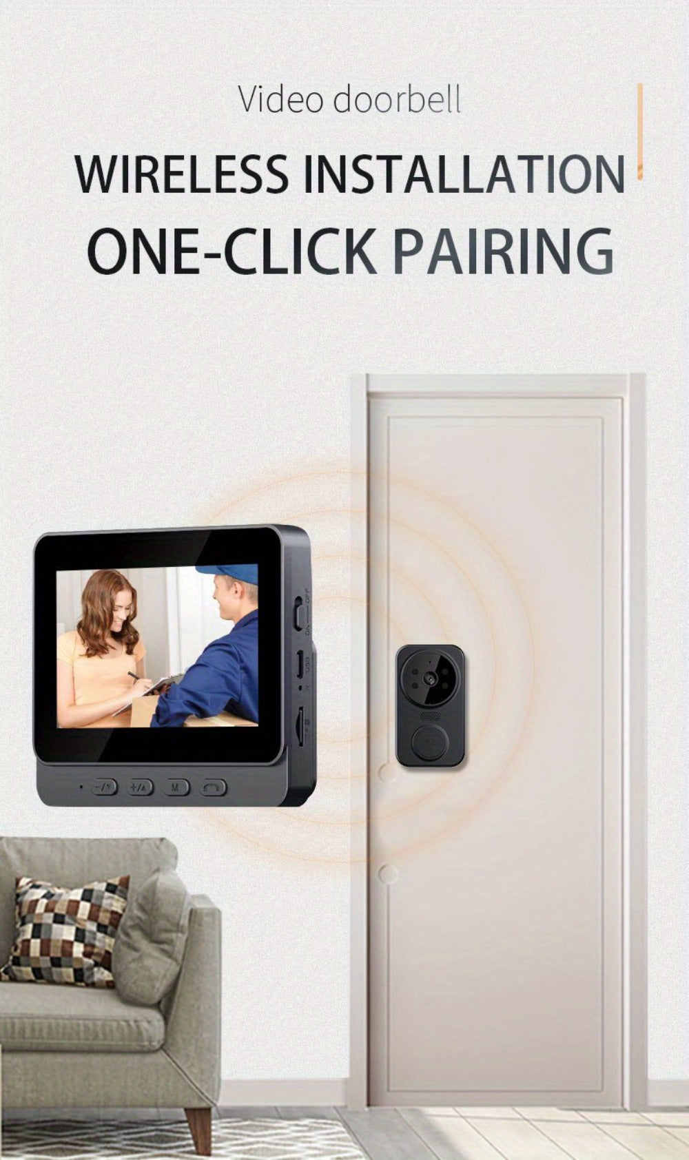 Wireless Video Doorbell Camera No WiFi No App Required 4.3-inch IPS Monitor 960P Night Vision for an Everyday Personal Care Routine