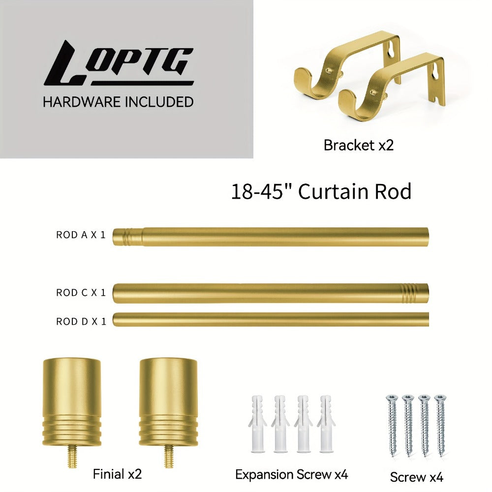 Curtain Rod, One-Inch Adjustable Rounded Cup Finials in Black, Brushed Nickel or Gold Finish, One-Inch Adjustable