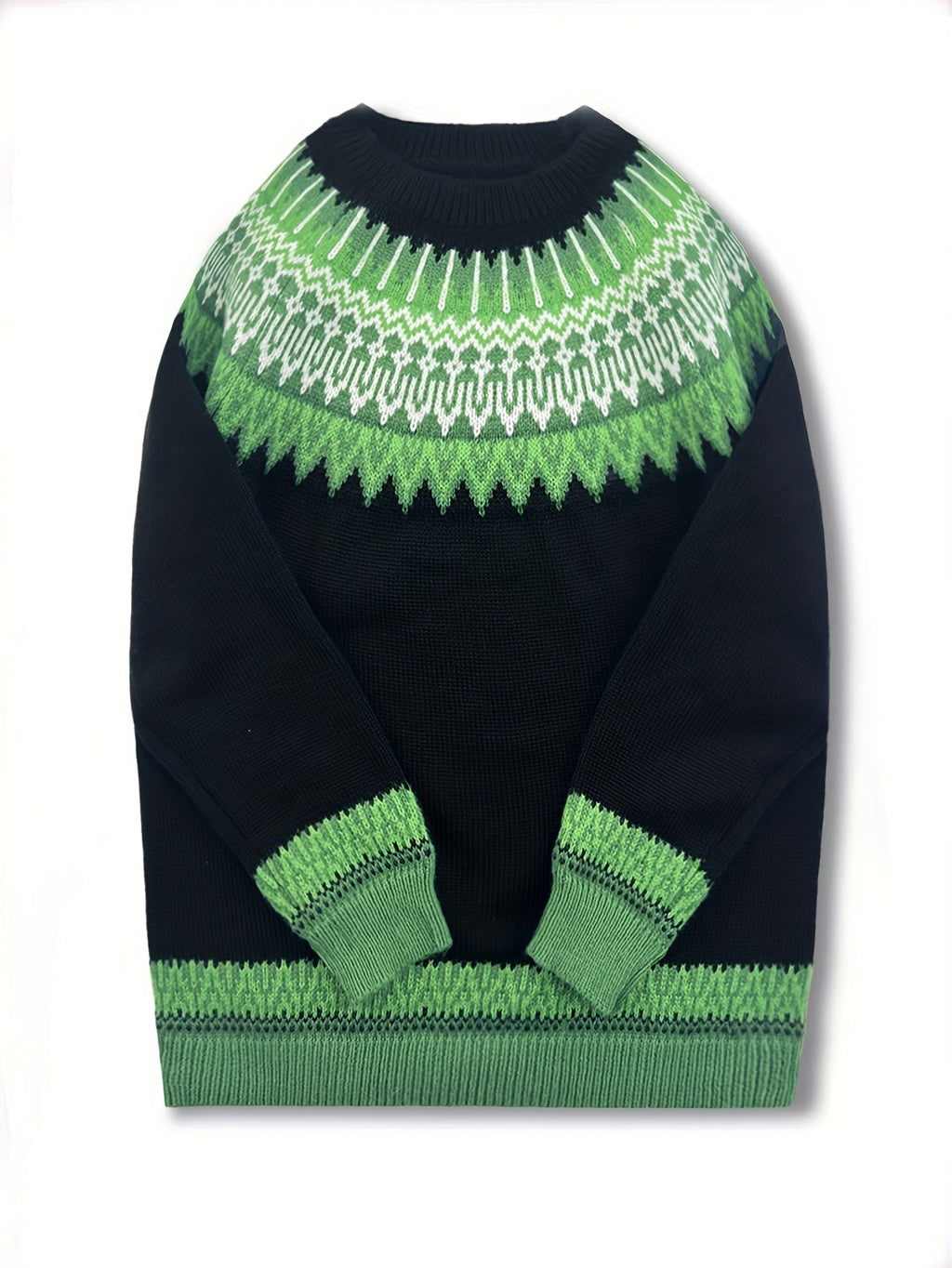 Sylvia | Grobstrick-Jacquardpullover mit Rundhalsausschnitt