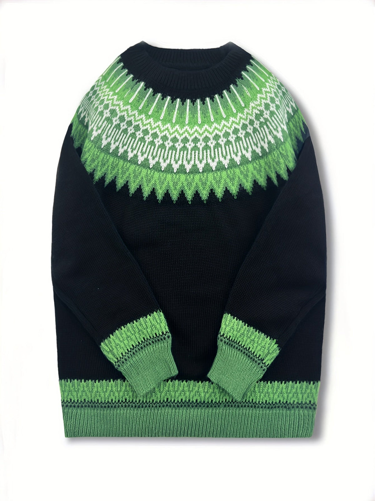 Sylvia | Grobstrick-Jacquardpullover mit Rundhalsausschnitt