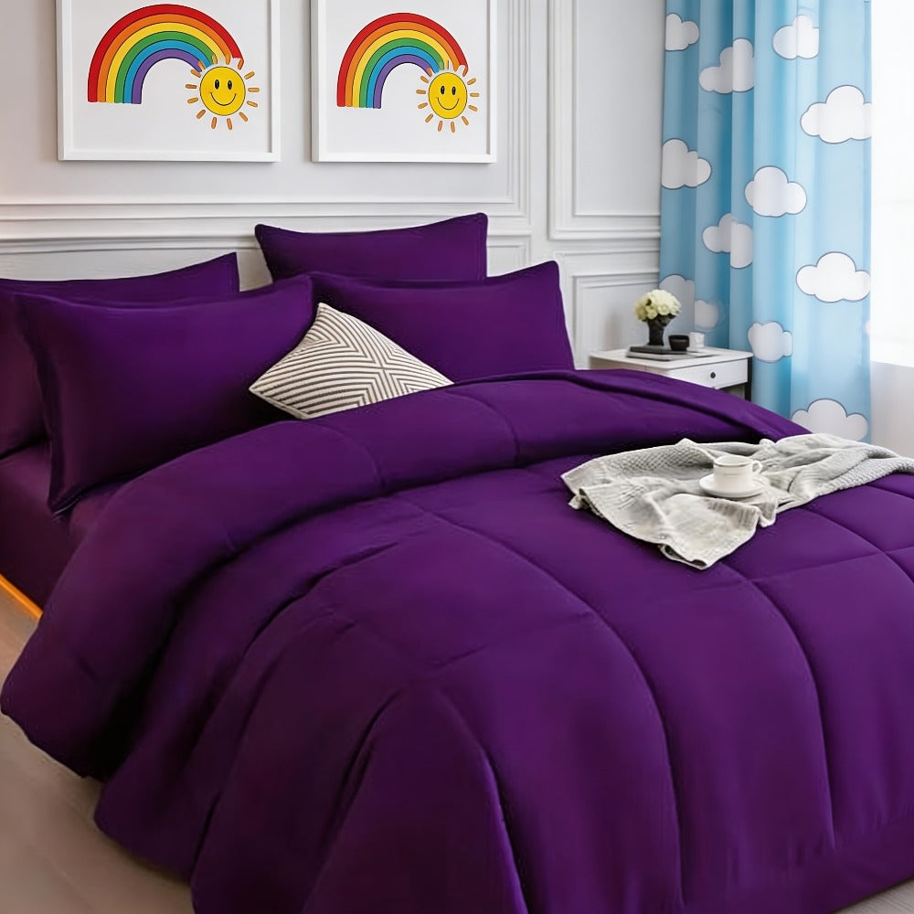 Bed in a Bag Full Queen and King Comforter Set in Soft Satin-Like Fabric (7 Piece)
