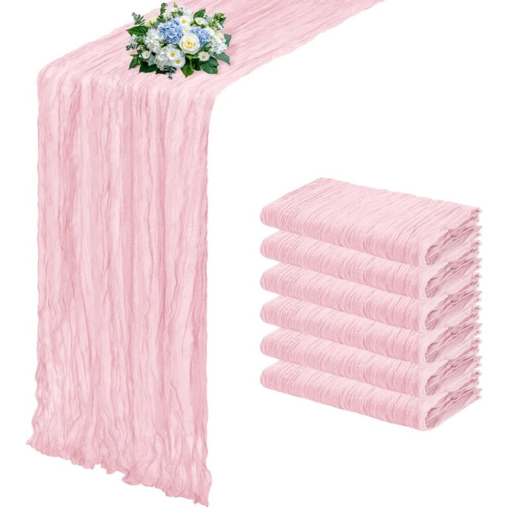Cheesecloth Table Runner Set of Six Pieces at 21.7 x 72.8 Inches Each in Nine Colors for Dining and Events