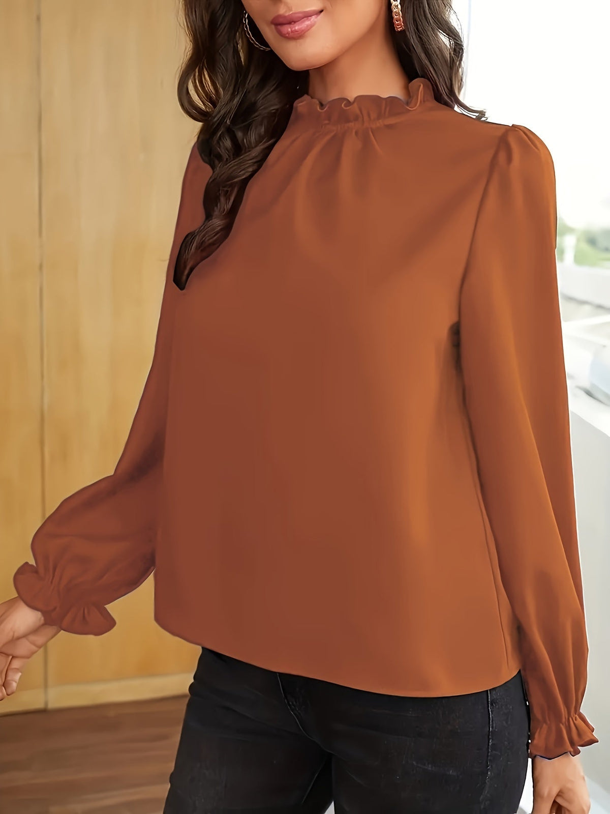 Katherine | Bluse mit Puffärmeln und Rüschenkragen