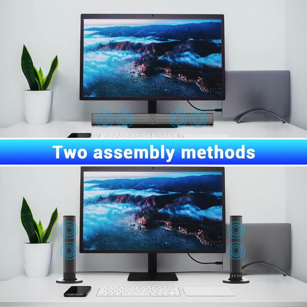 Detachable 19.3-Inch TV Soundbar with Four-Speaker Layout, TF, AUX, FM, RCA and TWS Inputs