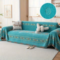Sofa Cover Bohemian Embroidered Chenille Knit Throw with No Padding in Four Sizes and Five Colors