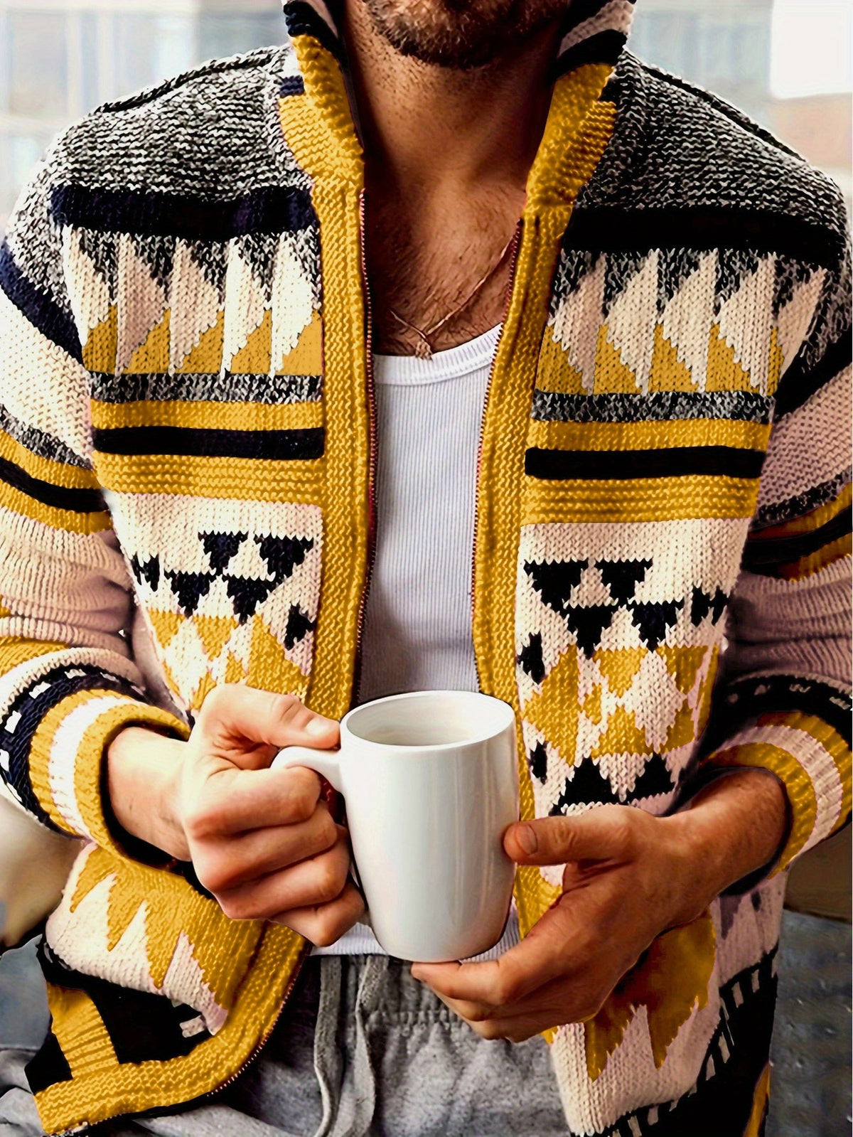 Rylan | Gemusterte Strickjacke mit Reißverschluss