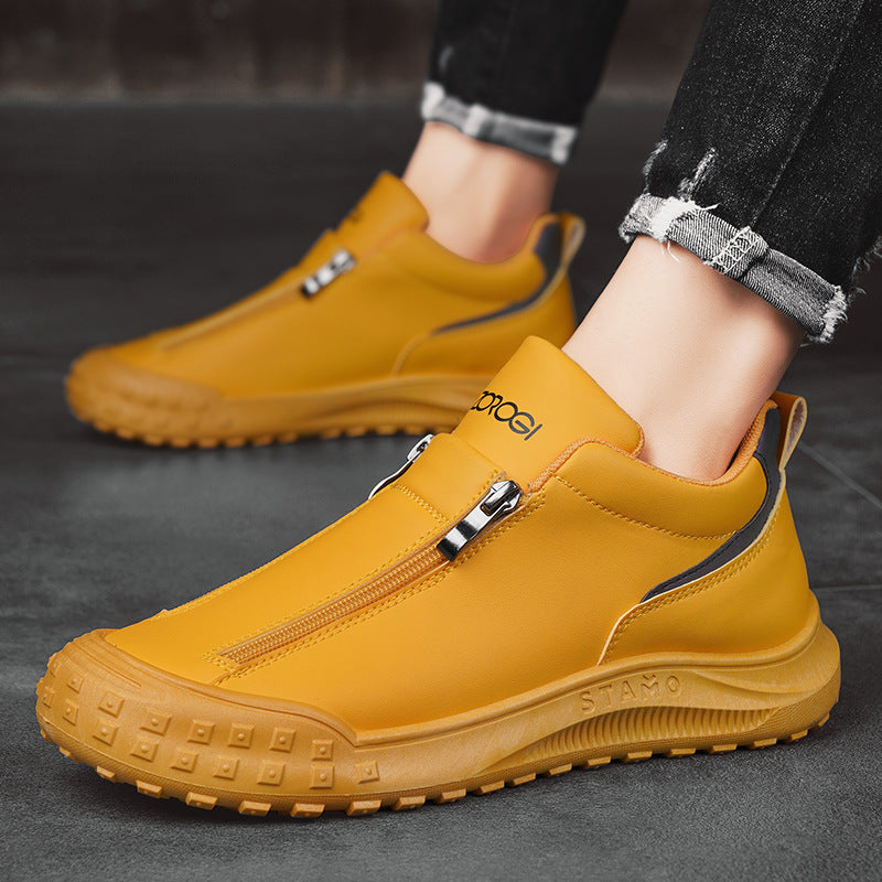 Men’s Low-Top Zipper Slip-On Board Shoes – Sporty & Casual Everyday Wear