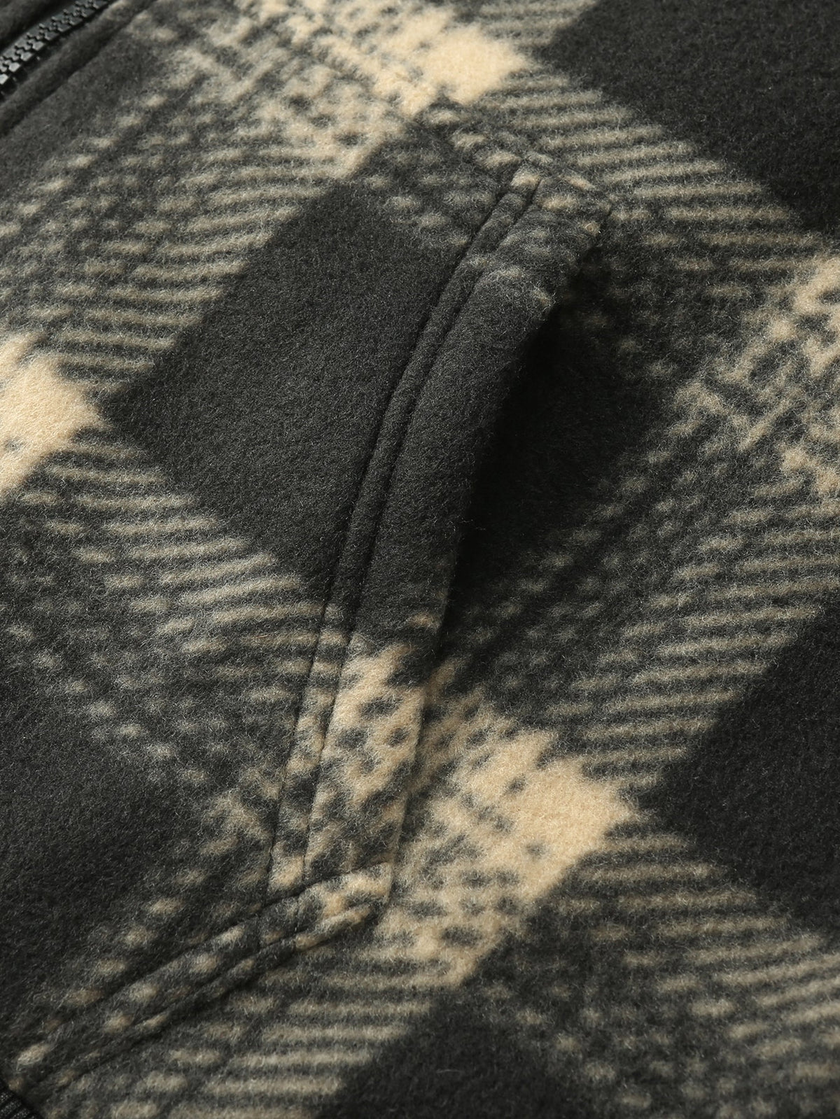 Teddy Lined Flannel Zip Hooded Coat