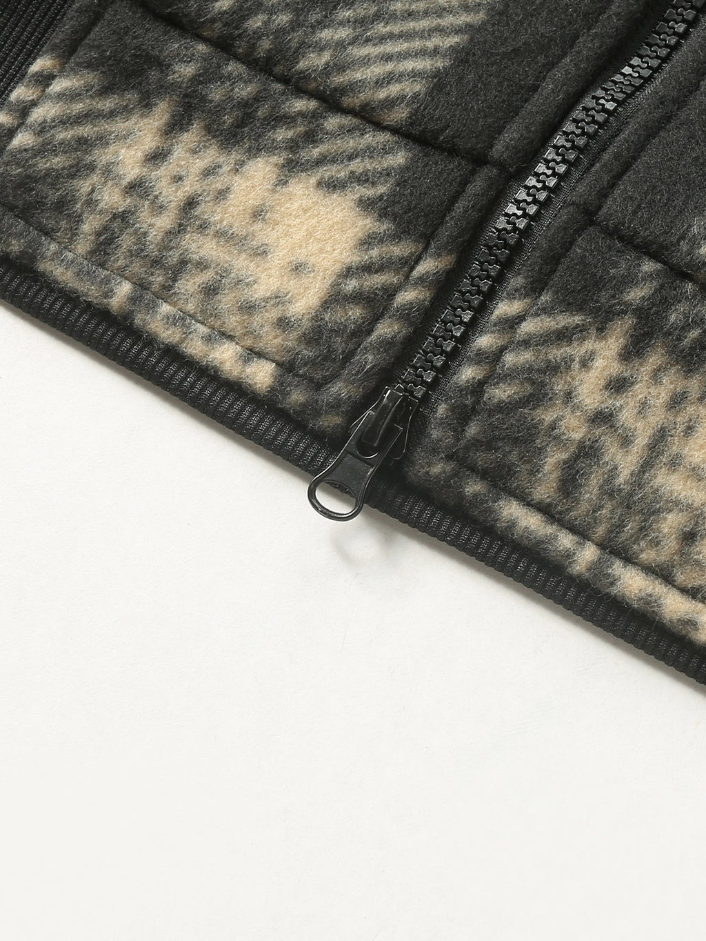 Teddy Lined Flannel Zip Hooded Coat