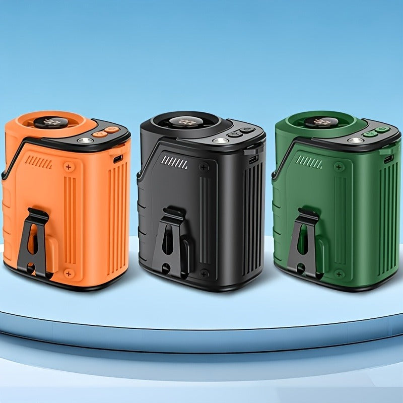 Outdoor Camping and Hiking: Portable Waist Fan with Flashlight and Power Bank for Sports EDC