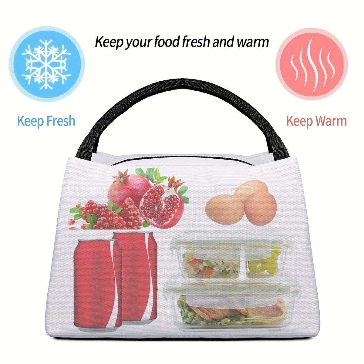 Multicolor Leopard-Print Lunch Tote with Black Handles in an 11 x 6.5 x 7-Inch Checkout Pictured