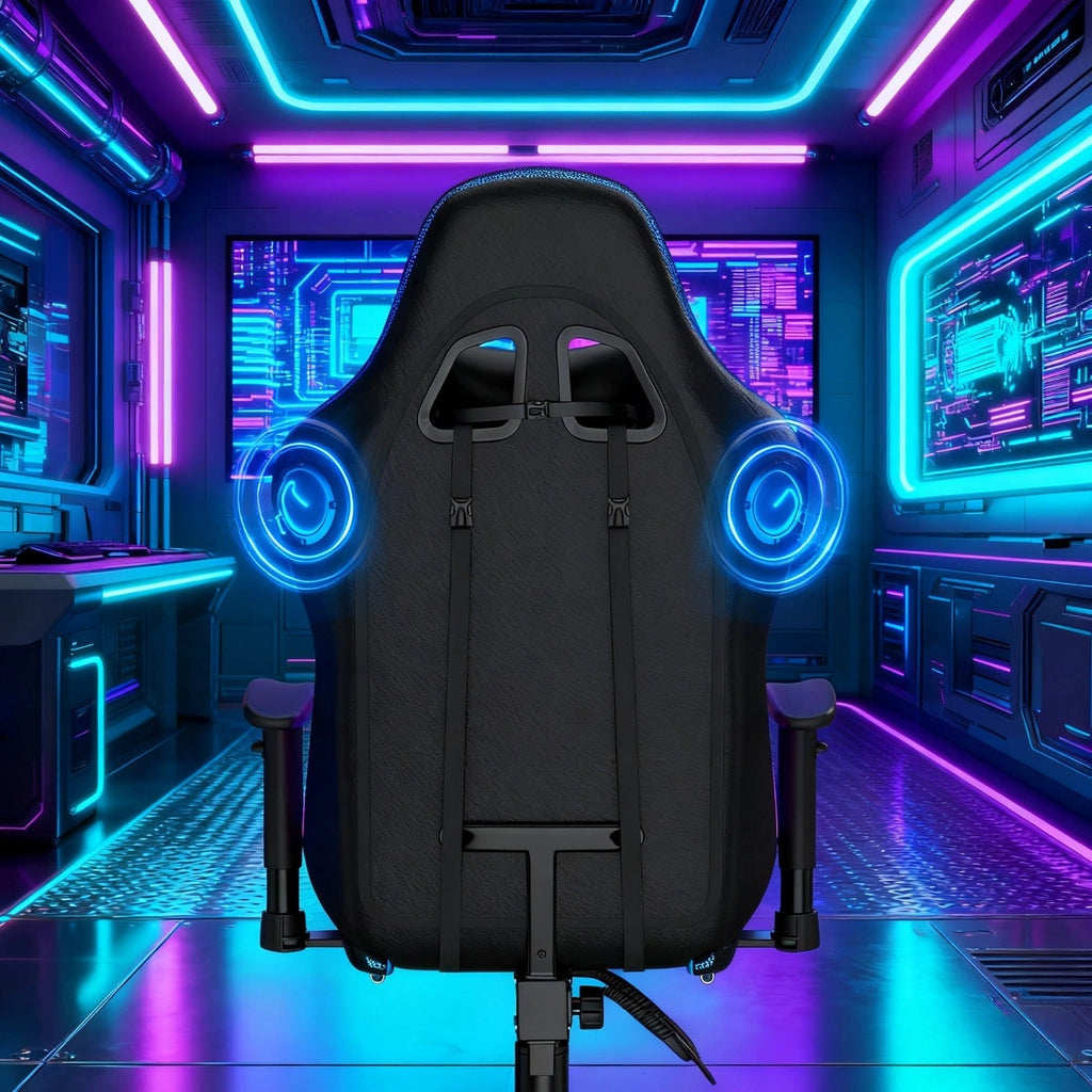 Gaming Chair with 7-Point Vibration Massage, Bluetooth Speakers, RGB Lighting, Footrest and 400lb Rating