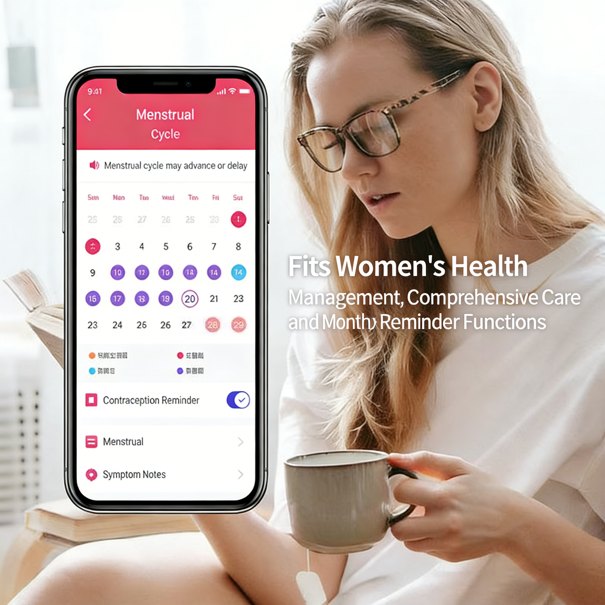 Wrongduck Anneau Intelligent Bluetooth Rétro Suivi de Santé pour Femmes